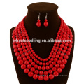 Design populaire rouge 2015 mode nigérian africain perles bijoux ensembles